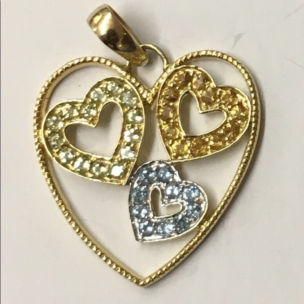 semi precious stones and 14k gold pendant
